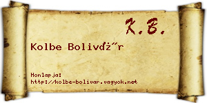Kolbe Bolivár névjegykártya